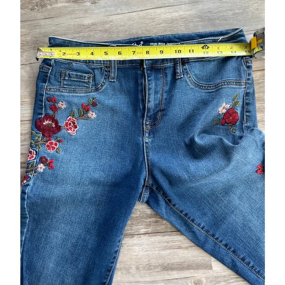 MOSSIMO Womens Denim High Rise Jegging Jeans size 6/28 Navy Blue Floral AJ09 - Picture 7 of 7